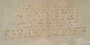 Plaque on war memorial.